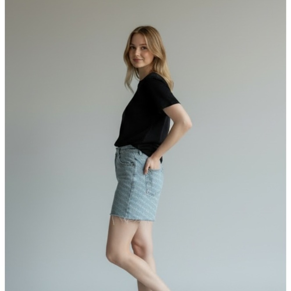 True‎ Religion Y2K High Rise Bobbi Baggy Denim All Over Print Mini Skirt 34 Blue
